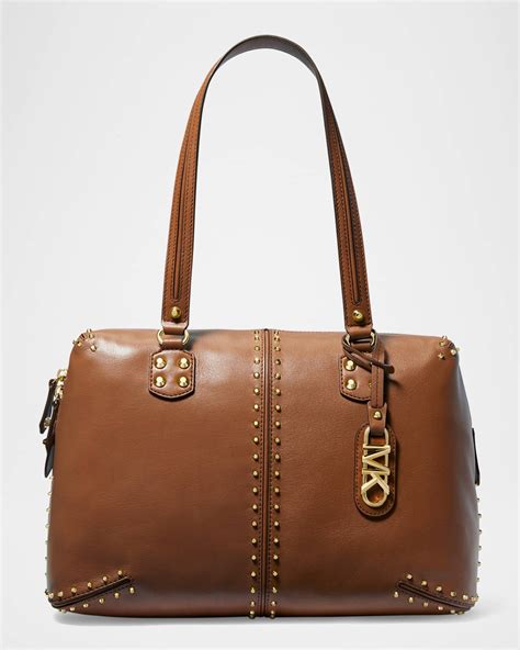 michael kors astor large studded satchel|michael kors opened satchel purse.